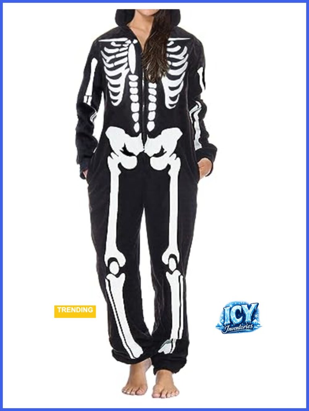 Halloween Skeleton Onesie Pajamas Adult Couples Costume Hooded Jumpsuit
